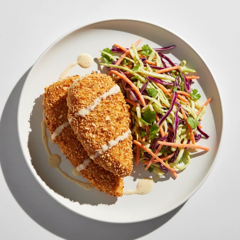 Crispy Buttermilk Fried Chicken with Zesty Slaw