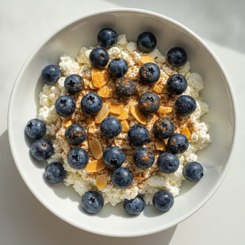 Cottage Cheese and Berry Protein Bowl with Almonds