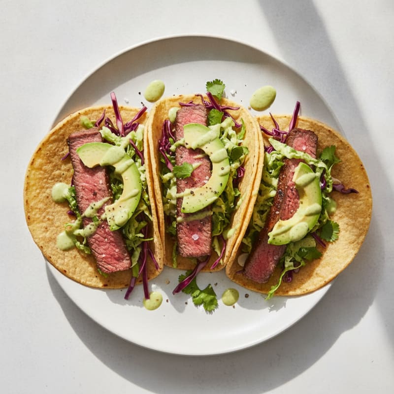 Pan-Seared Steak Tacos with Avocado