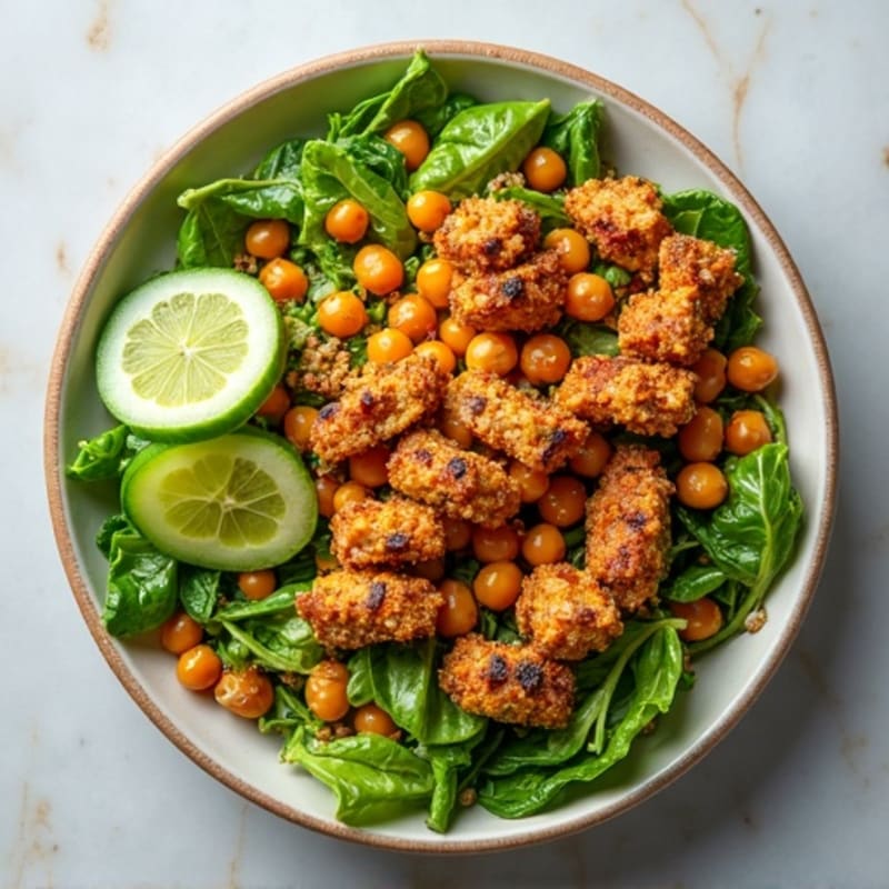Crispy Lentil and Quinoa Power Salad with Roasted Chickpeas