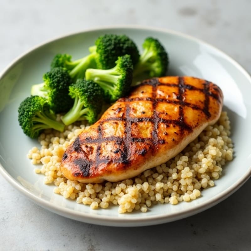 Grilled Chicken Breast with Quinoa and Steamed Broccoli