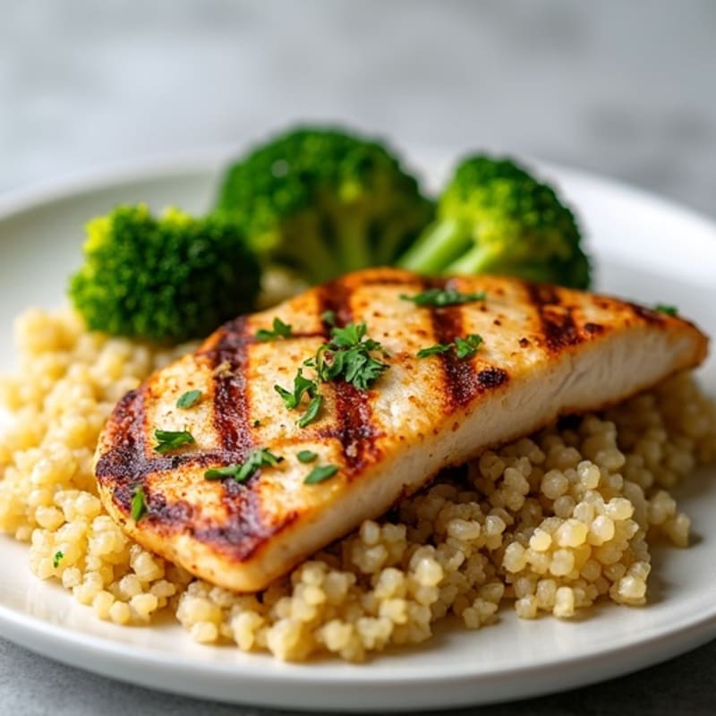 Grilled Chicken Breast with Quinoa and Steamed Broccoli