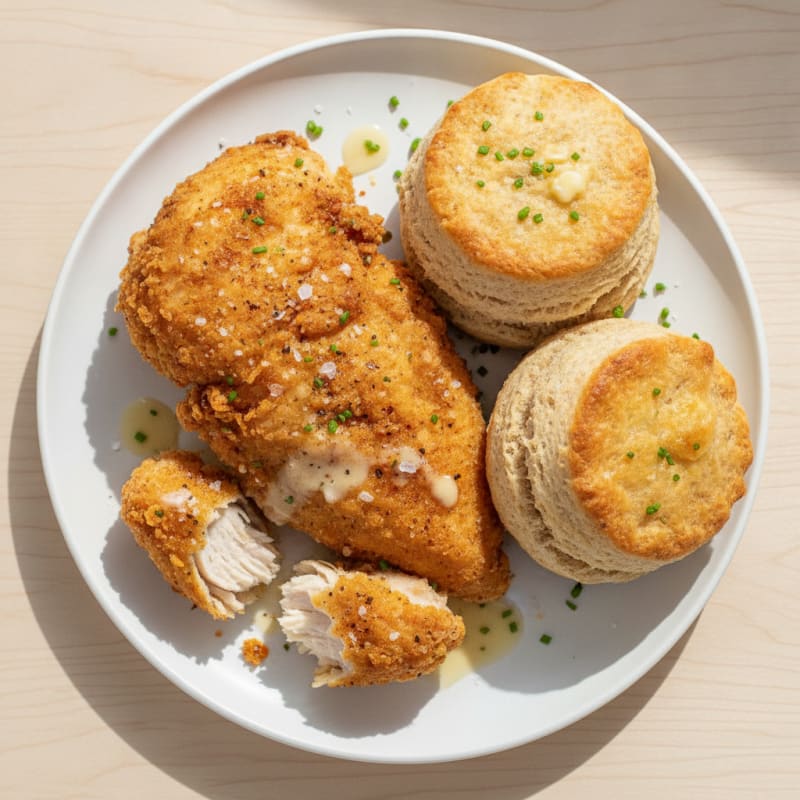 Buttermilk Fried Chicken with Fluffy Biscuits