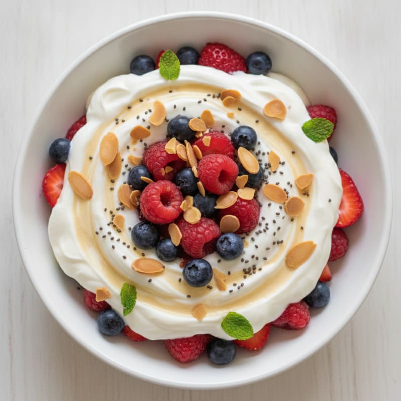 Greek Yogurt Protein Parfait with Mixed Berries