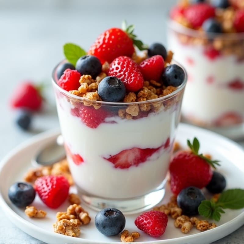 Silky Greek Yogurt Protein Parfait with Mixed Berries
