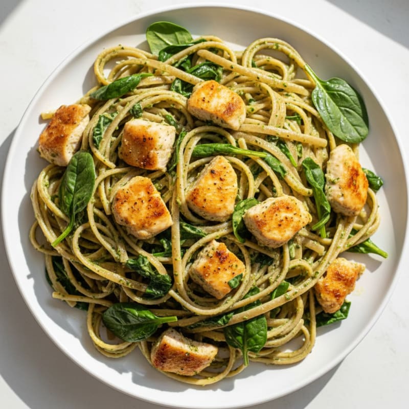 Creamy Pesto Chicken Linguine