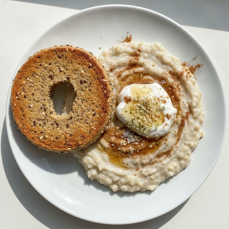 Toasted Bagel with Protein Oatmeal