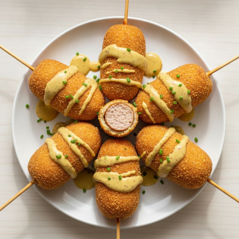 Classic Carnival Corn Dogs with Honey Mustard