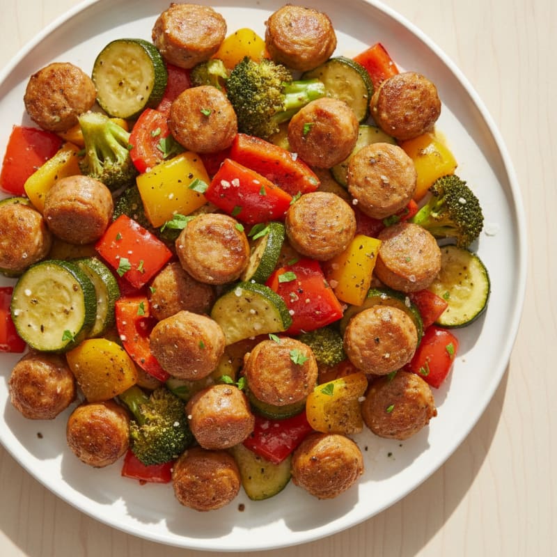 Chicken Sausage and Roasted Vegetable Bake