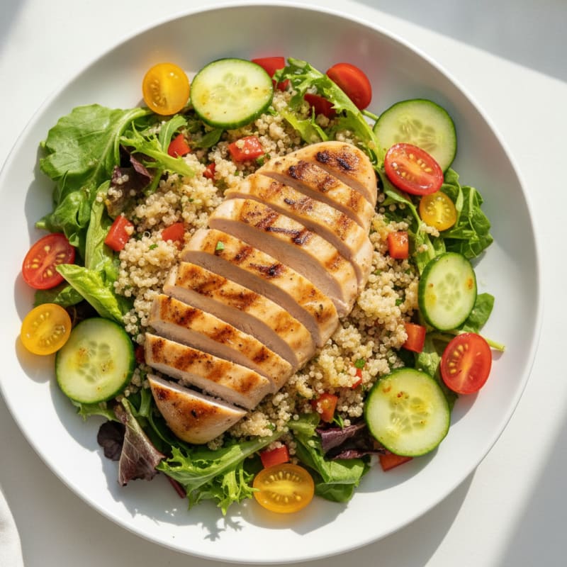 Grilled Chicken Salad with Quinoa and Fresh Vegetables