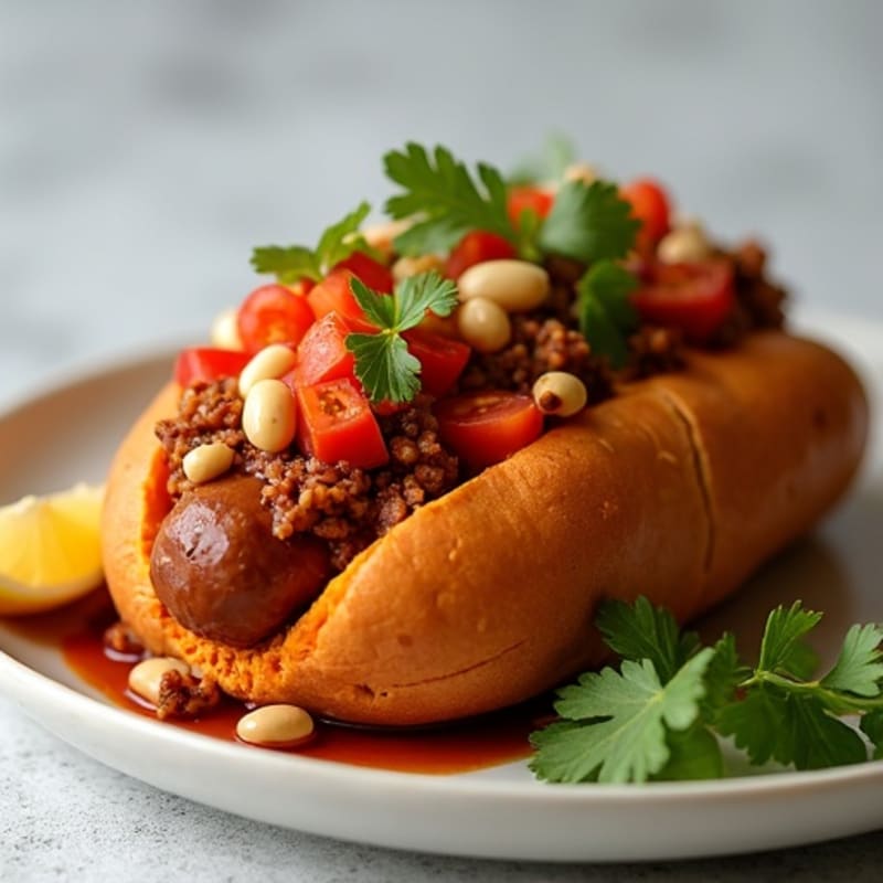 Lean Turkey Chili-Topped Sweet Potato Dogs