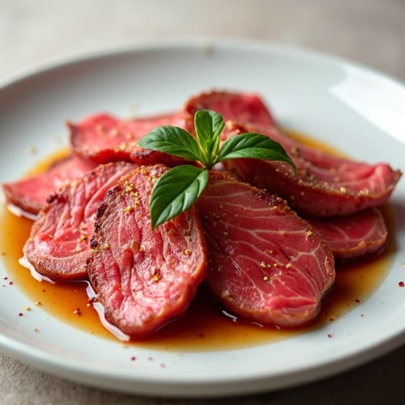Thinly Sliced Beef with Garlic-Ginger Sesame Marinade