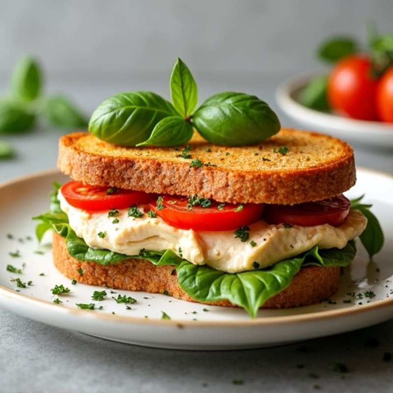 Crispy Whole Grain Tuna Melt with Fresh Herbs and Roasted Tomatoes