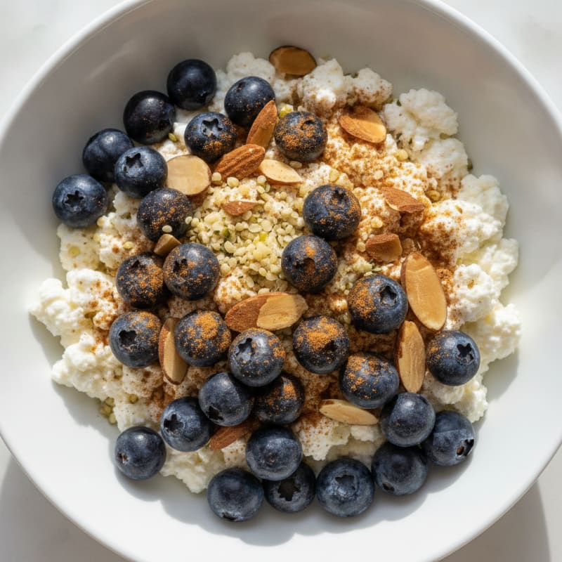 Cottage Cheese and Berry Protein Bowl with Almonds