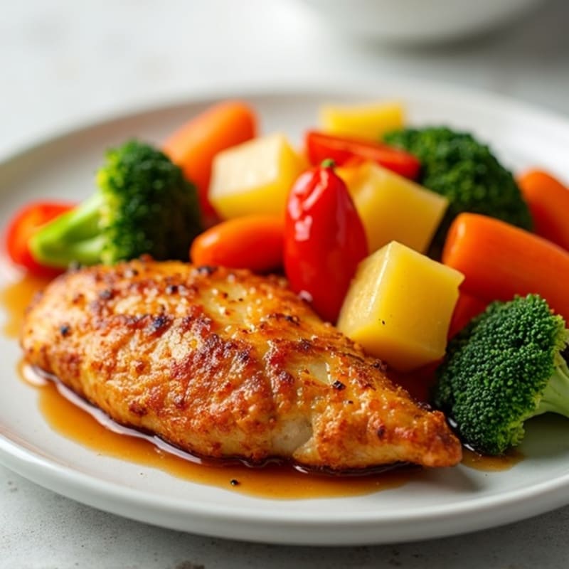 Crispy Baked Chicken with Sweet and Sour Vegetables