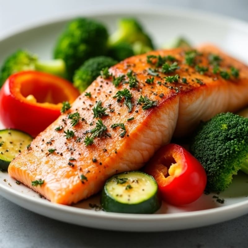 Herb-Crusted Baked Salmon with Roasted Vegetables