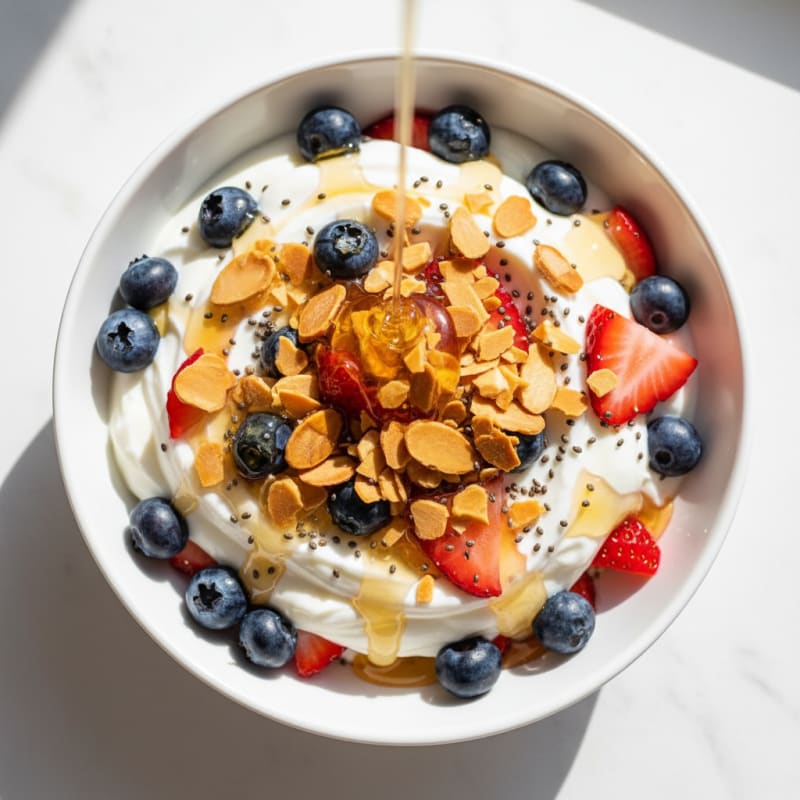 Creamy Greek Yogurt Parfait with Berries and Almonds