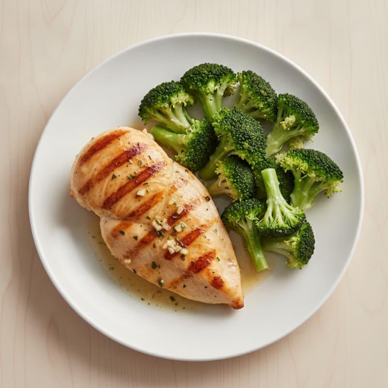 Grilled Lemon Garlic Chicken Breast with Steamed Broccoli