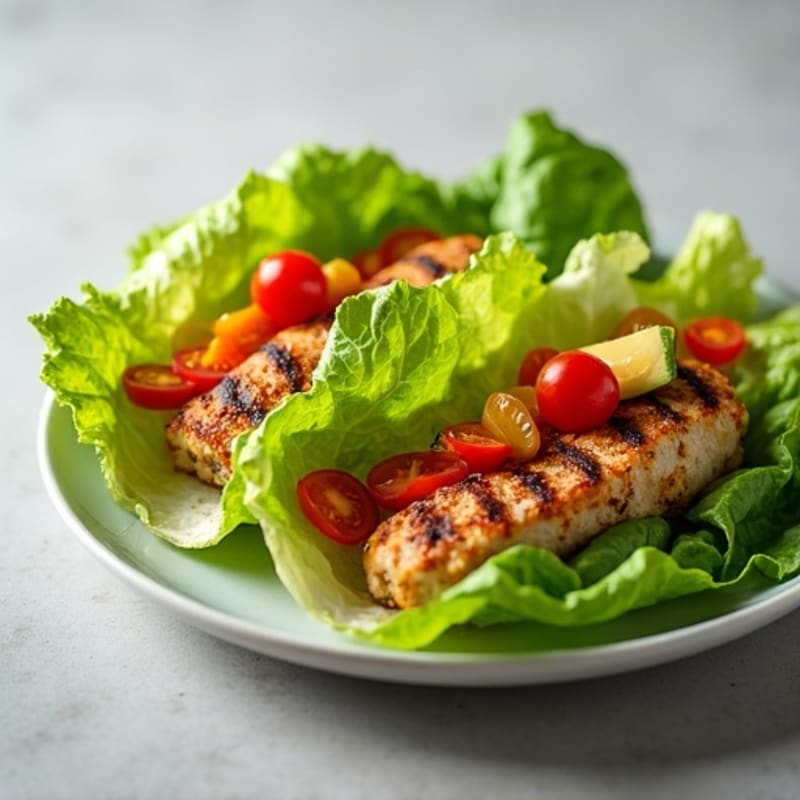 Crispy Chicken Sausage Lettuce Wraps with Creamy Avocado