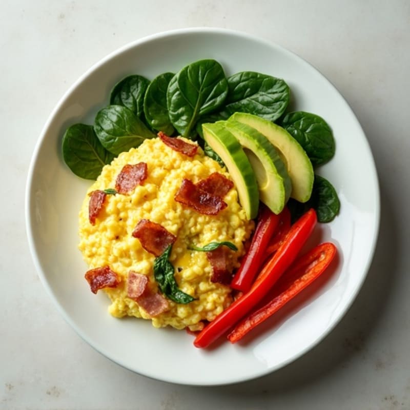 Egg White Spinach Scramble with Turkey Bacon