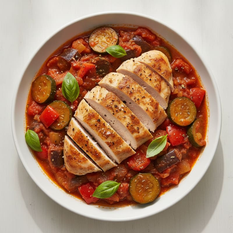 Classic French Vegetable Ratatouille with Herbed Chicken
