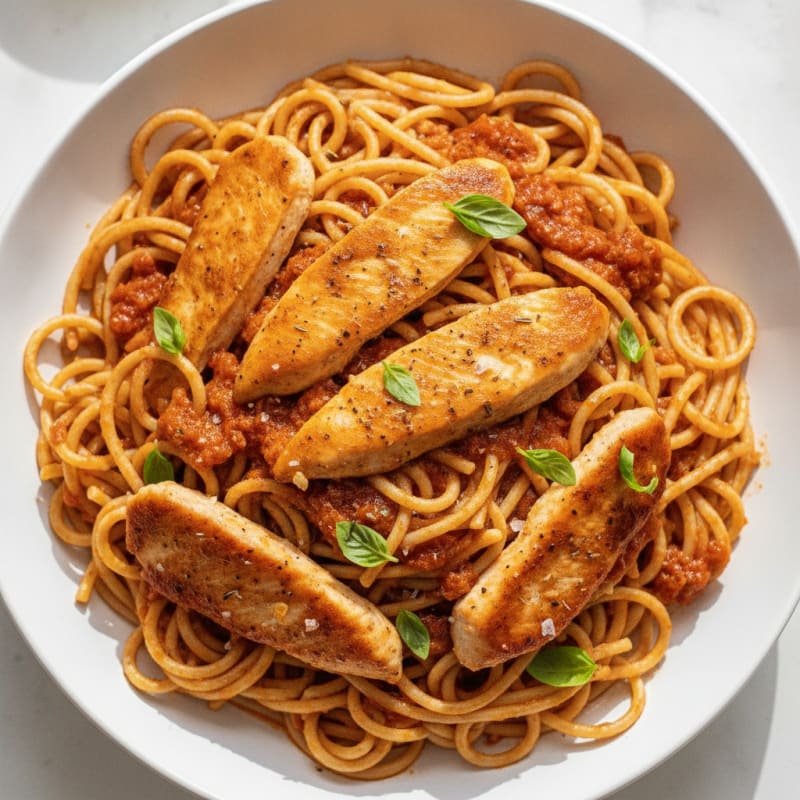 Chicken Spaghetti with Marinara Sauce