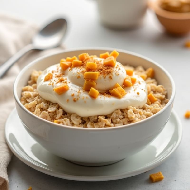 Egg White Oatmeal with Greek Yogurt and Peanut Butter Swirl