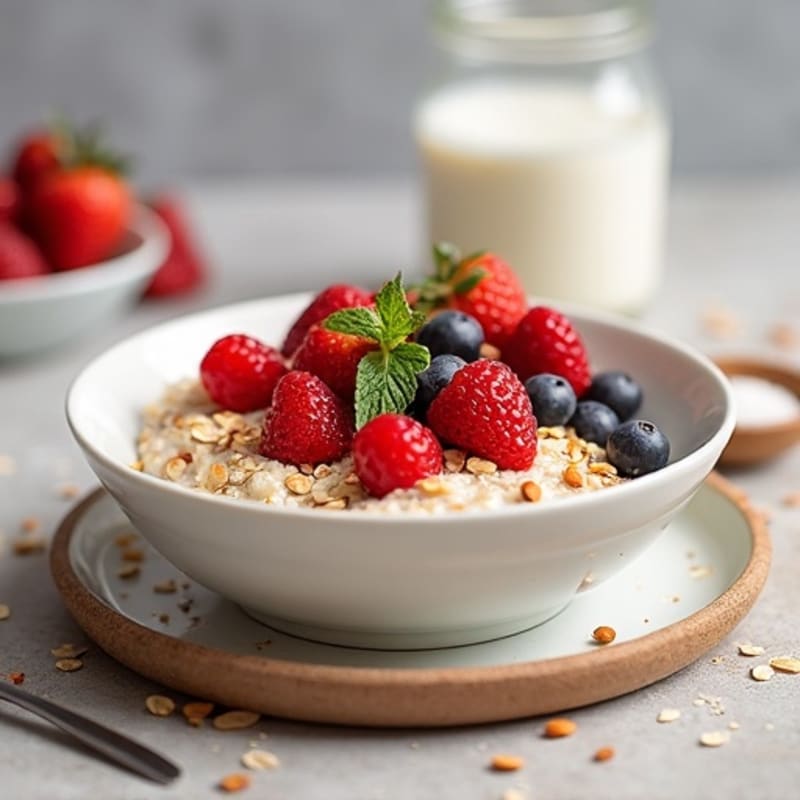 Creamy Spiced Oatmeal with Fresh Berries and Toasted Nuts