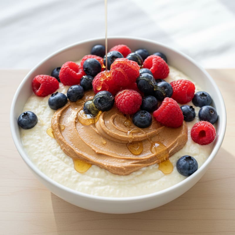 Creamy Cottage Cheese Protein Pudding with Fresh Berries