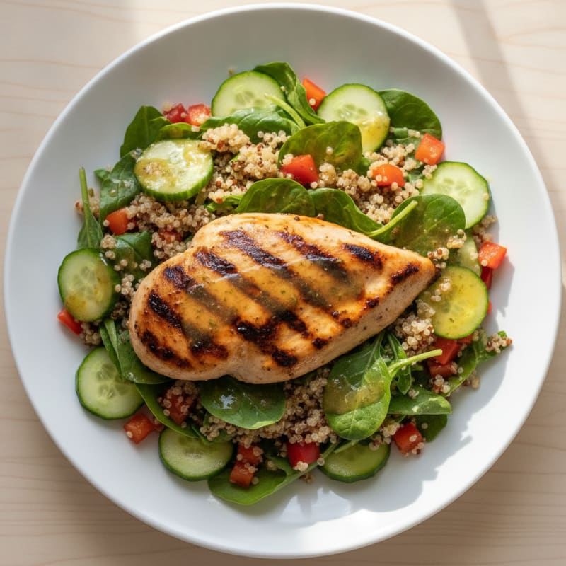 Grilled Chicken Breast with Crunchy Quinoa Salad