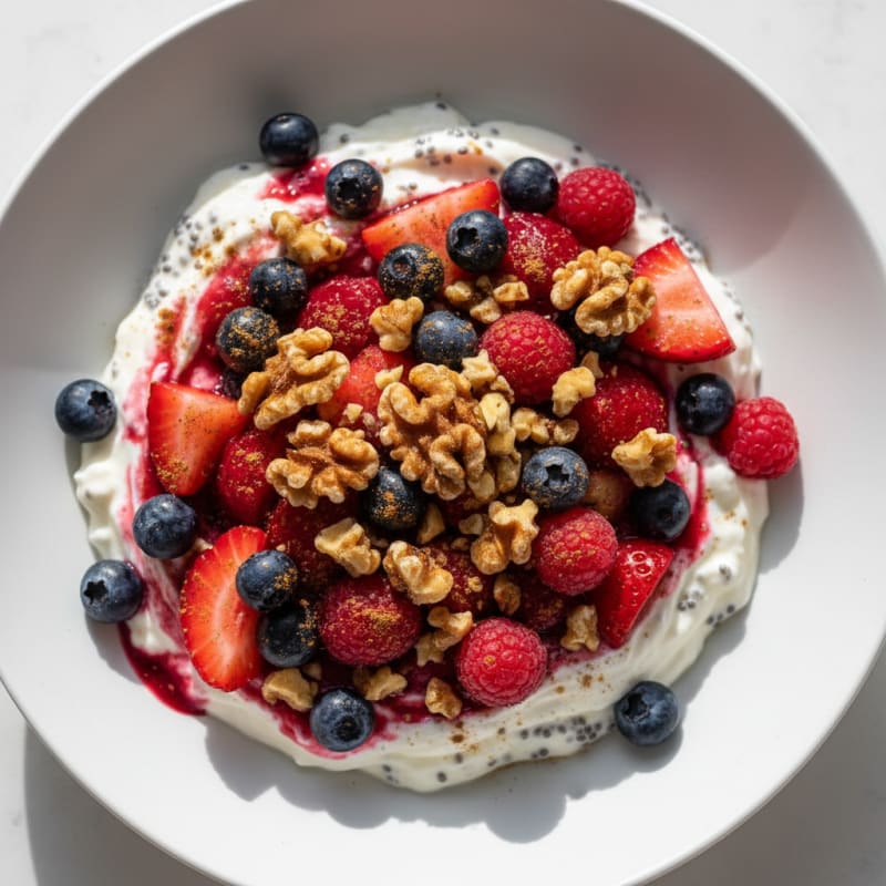 Creamy Greek Yogurt Protein Pudding with Berries