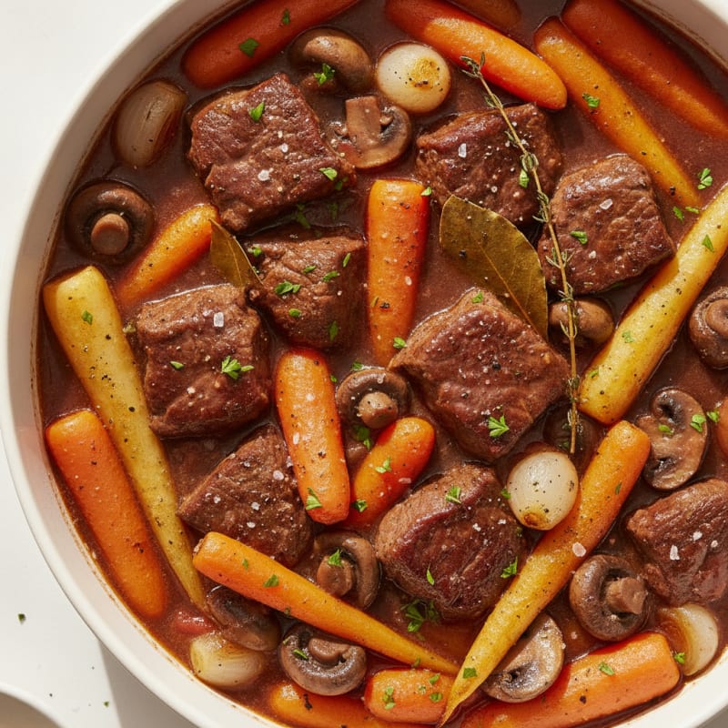 Beef Bourguignon with Root Vegetables
