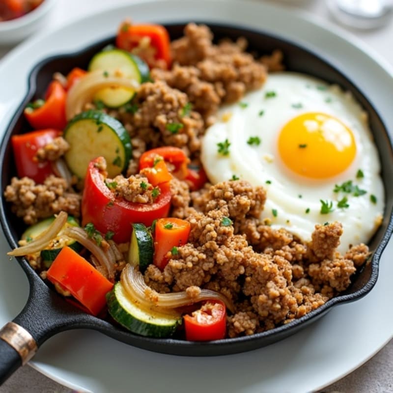 Lean Mixed Ground Meat and Crispy Vegetable Skillet