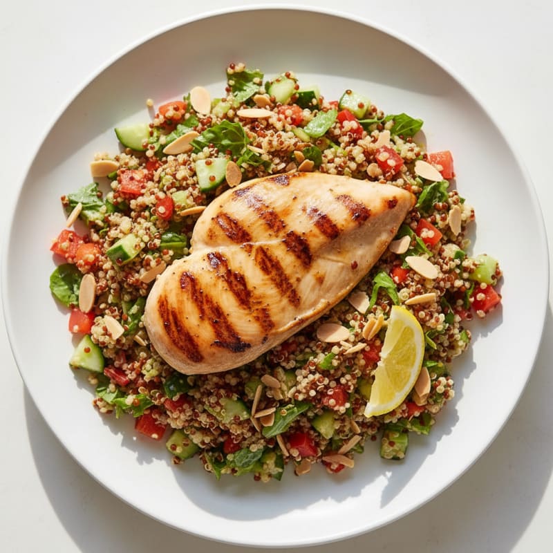 Grilled Chicken Breast with Crunchy Quinoa Salad