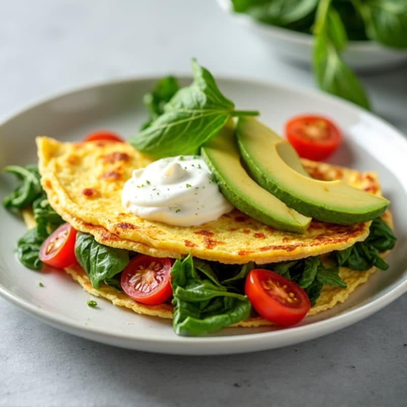 Egg White and Spinach Omelet with Cottage Cheese