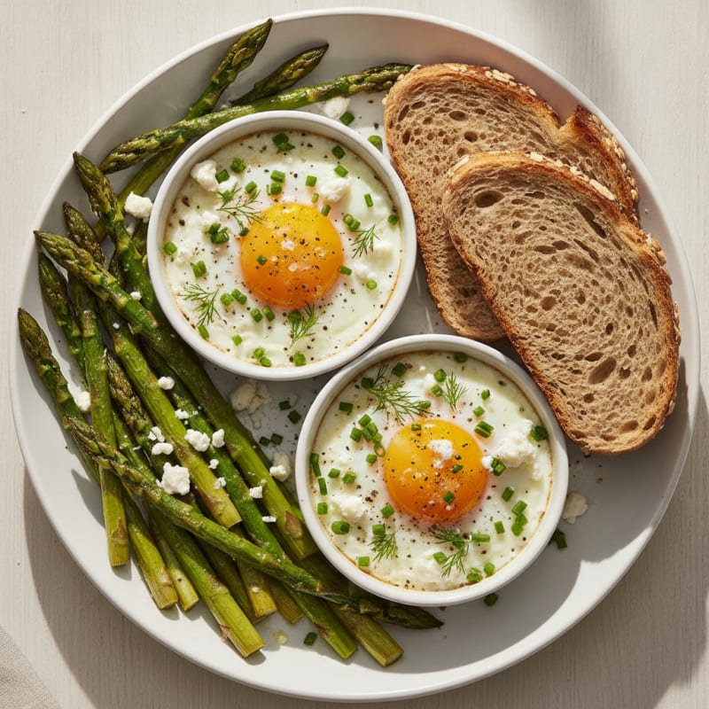 Baked Eggs with Roasted Asparagus