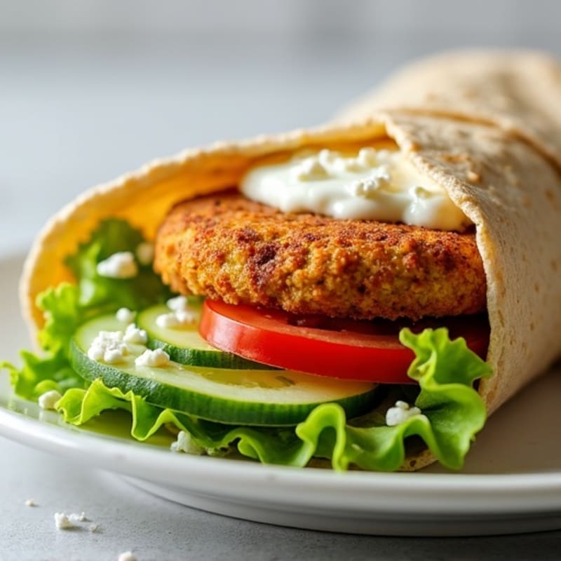 Baked Falafel Wrap with Yogurt Sauce