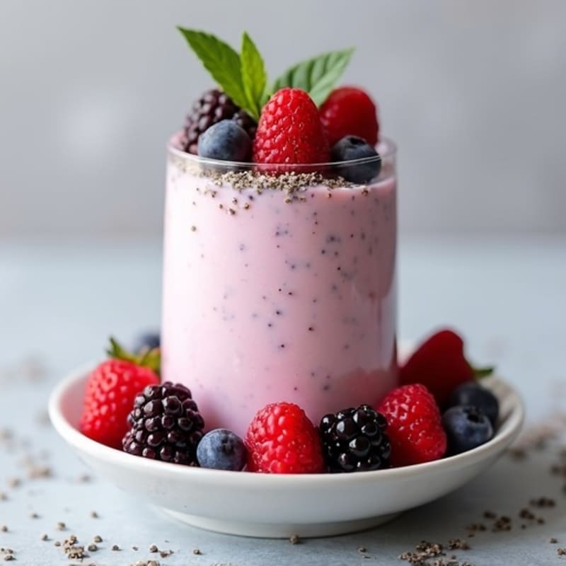 Greek Yogurt Protein Mousse with Mixed Berries