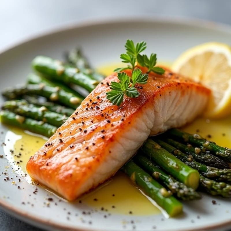 Pan-Seared Salmon with Roasted Asparagus