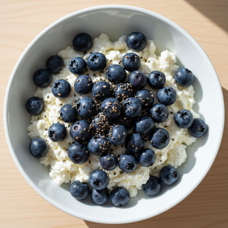 Cottage Cheese Berry Bowl with Chia Seeds