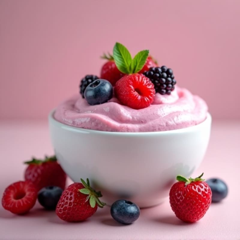 Greek Yogurt Protein Mousse with Mixed Berries