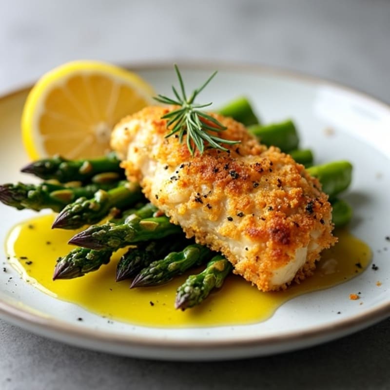 Crispy Lemon Herb Chicken with Roasted Asparagus
