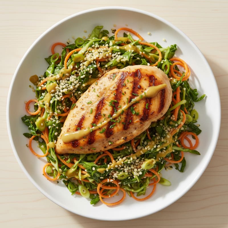 Grilled Chicken Breast with Crunchy Cabbage Slaw