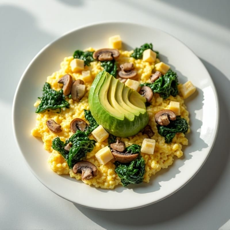 Egg White Scramble with Spinach, Mushrooms & Avocado
