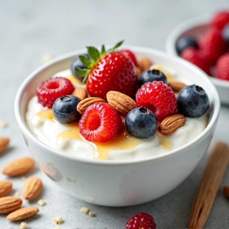 Creamy Greek Yogurt Protein Bowl with Berries and Almonds