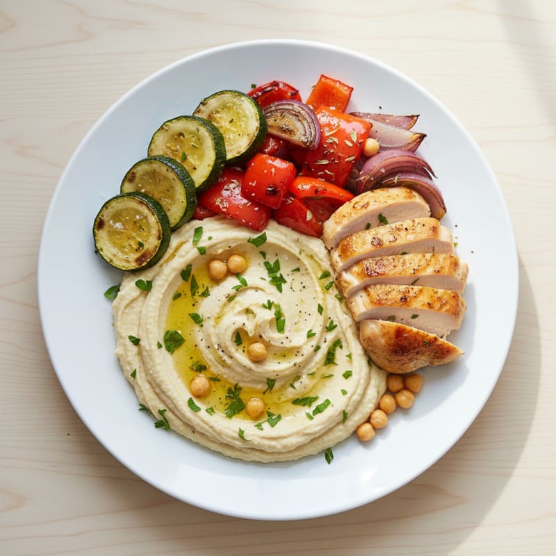 Herb Hummus Platter with Roasted Vegetables