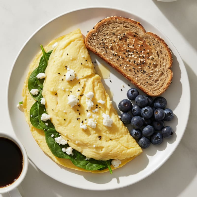 Egg White and Spinach Omelette with Whole Grain Toast