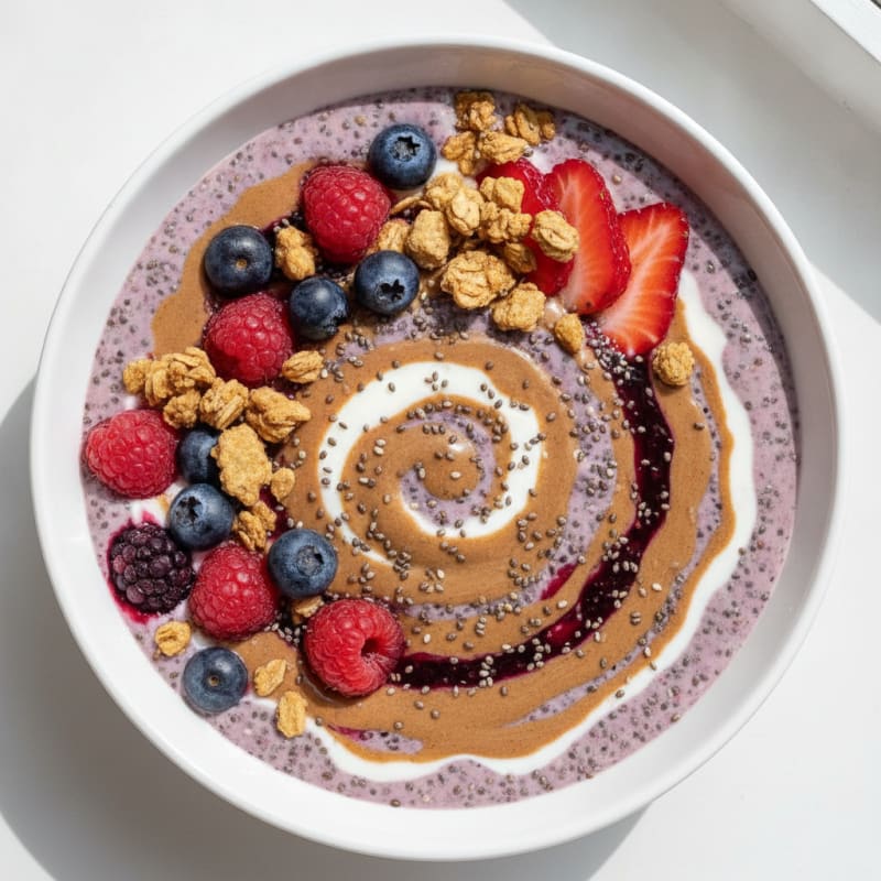 Silky Tofu Protein Smoothie with Chia and Berries