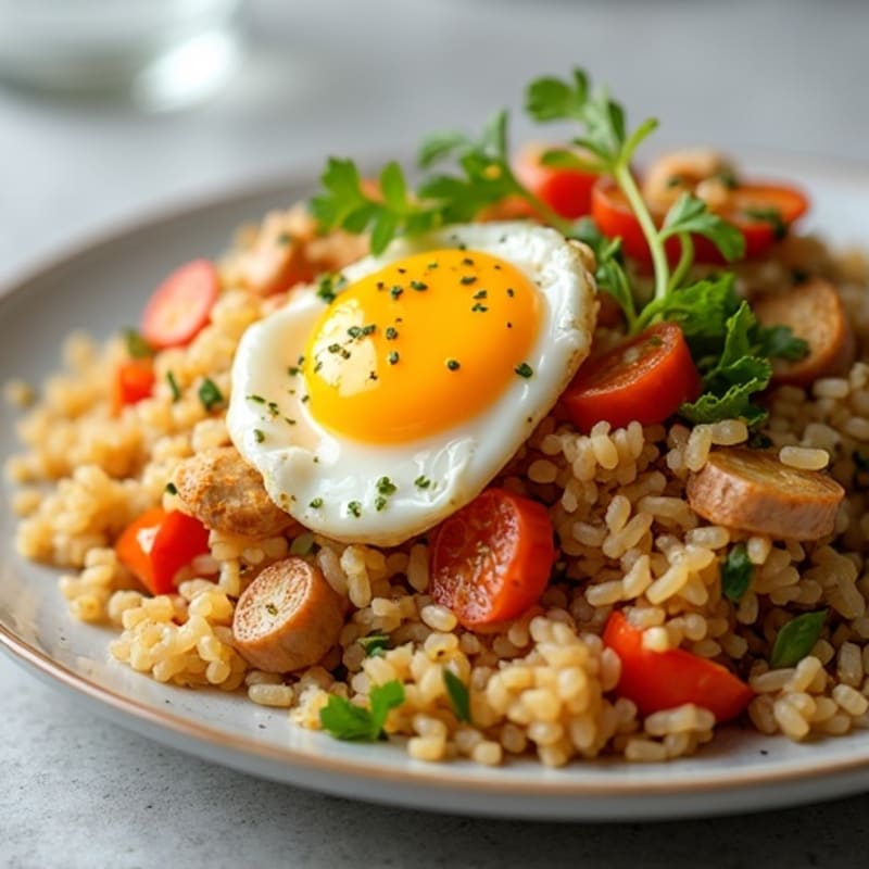 Chicken Stir-Fried Rice with Crispy Vegetables