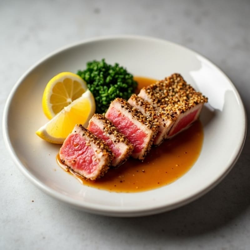 Sesame-Crusted Seared Ahi Tuna with Ginger-Citrus Sauce